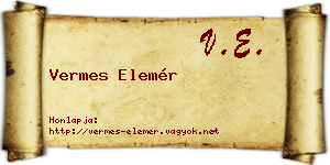 Vermes Elemér névjegykártya